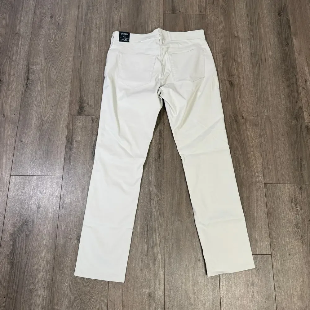 J.Crew Slim Fit Five Pocket Tech Pants 31x30 Stone Gray Sun Protection Stretch